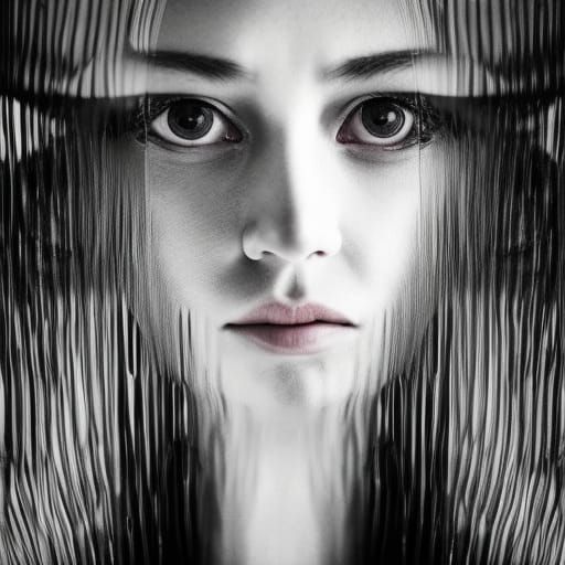 Woman in Latex Kimono: Hyperrealistic Portrait