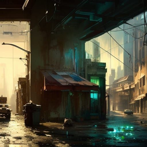 Film Noir Crime Scene in Detailed Painting Style