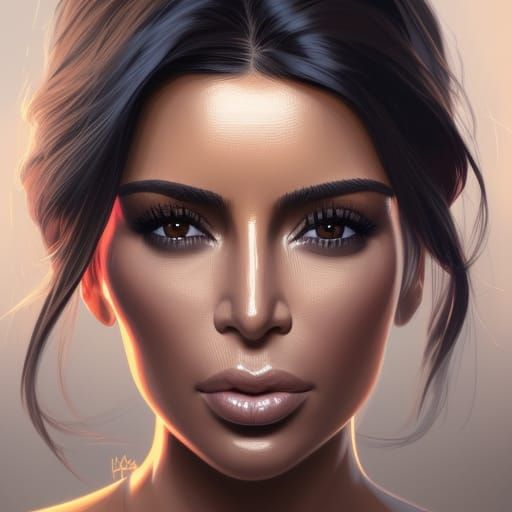 Kim Kardashian Portrait in Hyperrealistic Style