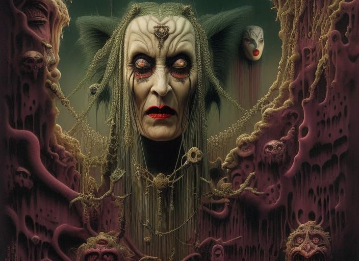 Gothic Vampire with Dracula Portrait in Hyperrealism