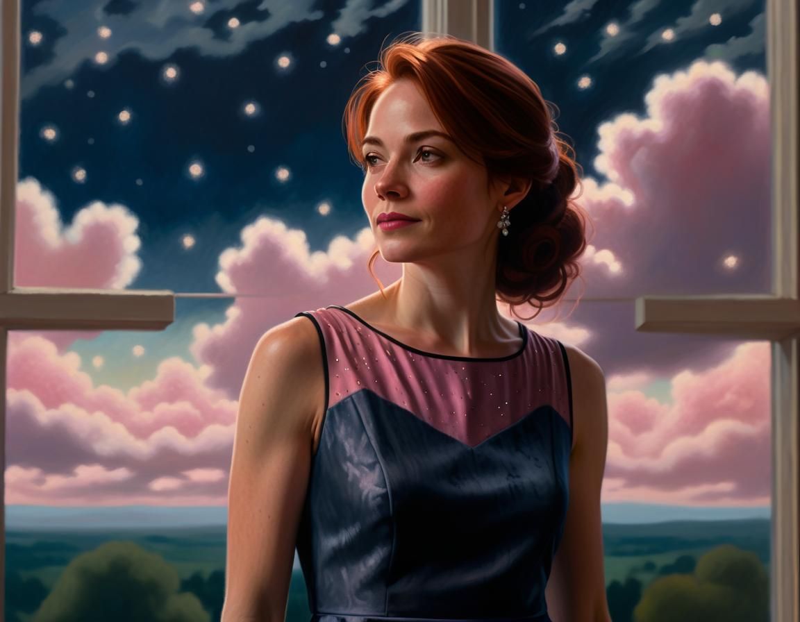 Chiaroscuro Portrait: Woman in Ballroom at Night