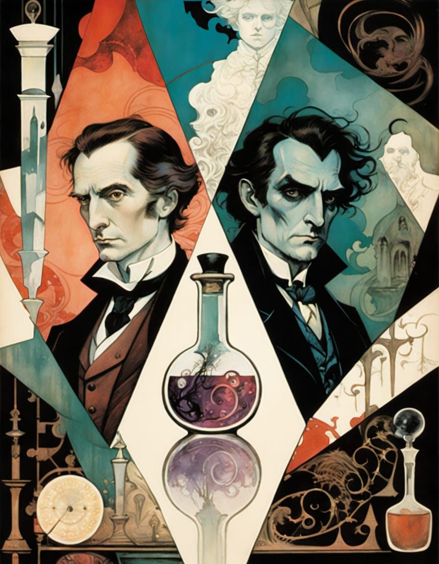 Duality Potion Bottle in Abstract Art Deco Style