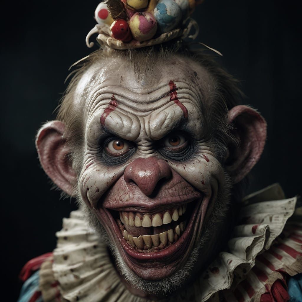 Cyberpunk Zombie Primate in Macabre Grin