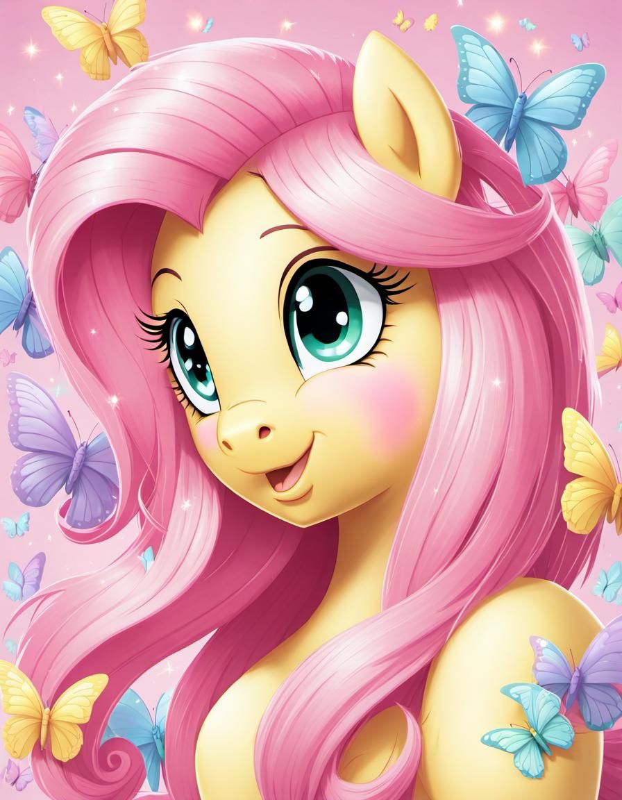 Pastel Fluttershy with Butterflies