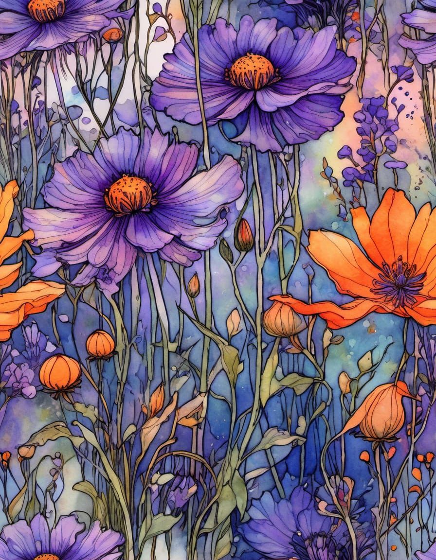 Vibrant Wildflowers in Ethereal Light