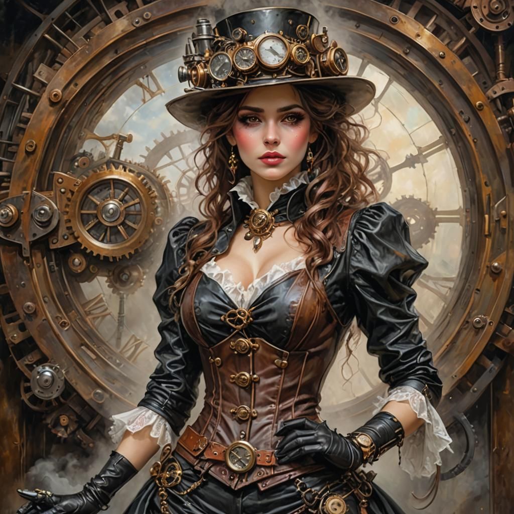 Steampunk Woman in Romanticism Style