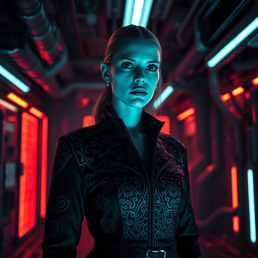 Cyberpunk Soldier in Neon Dystopia