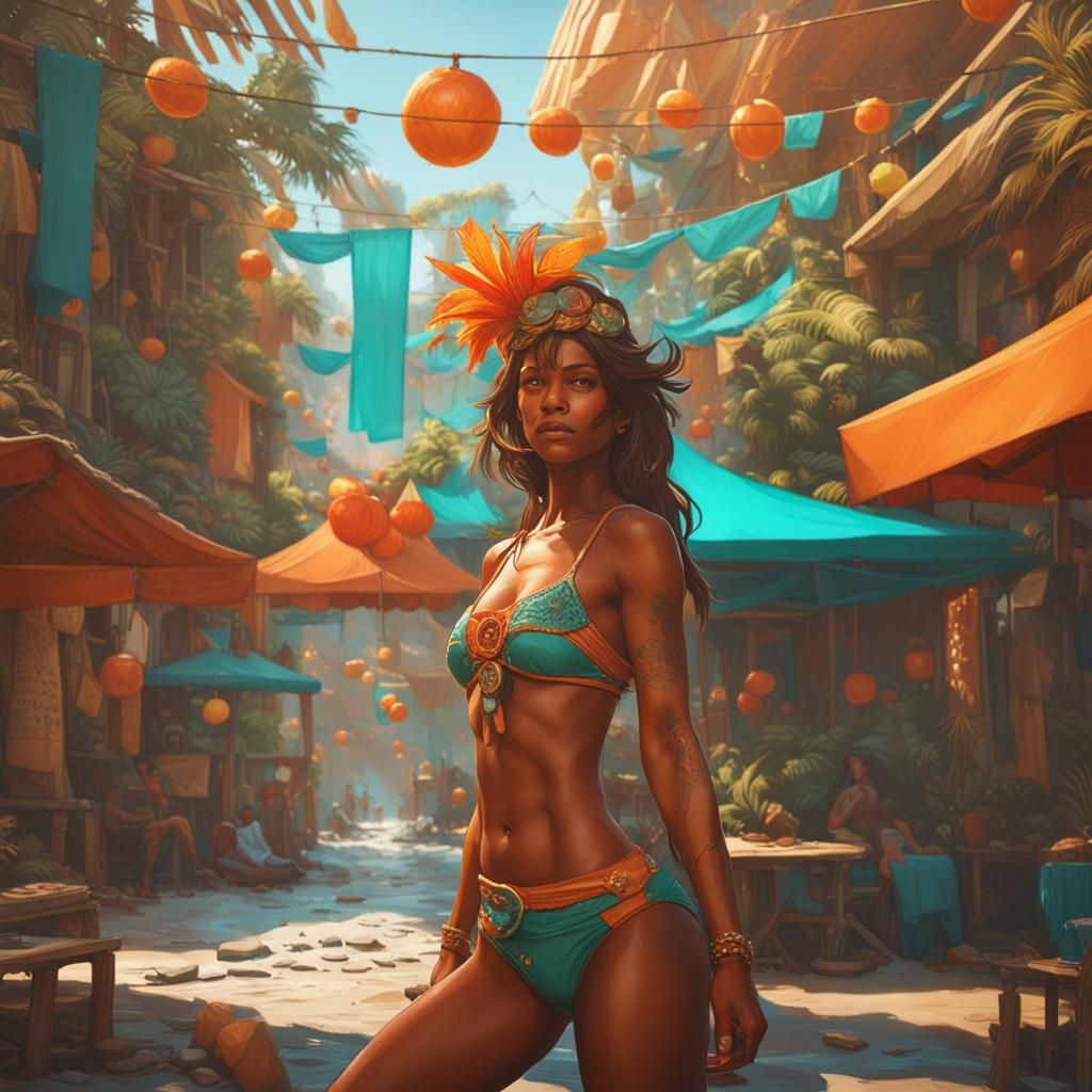 Hyperdetailed Bikini Girl Concept Art
