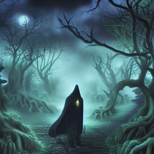 Grim Reaper in Bone Garden Fantasy Landscape