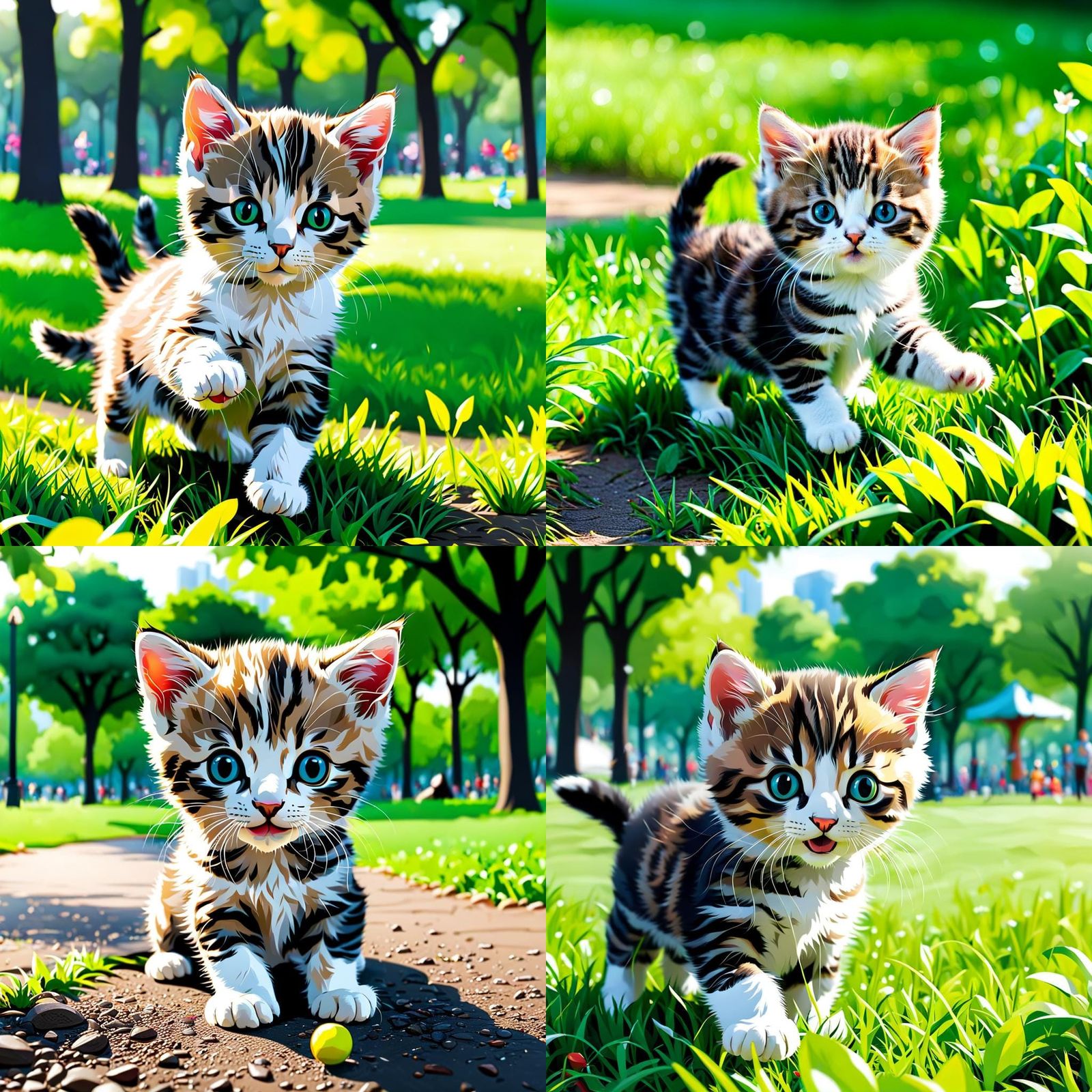 Cute Kitten Playing in the Park