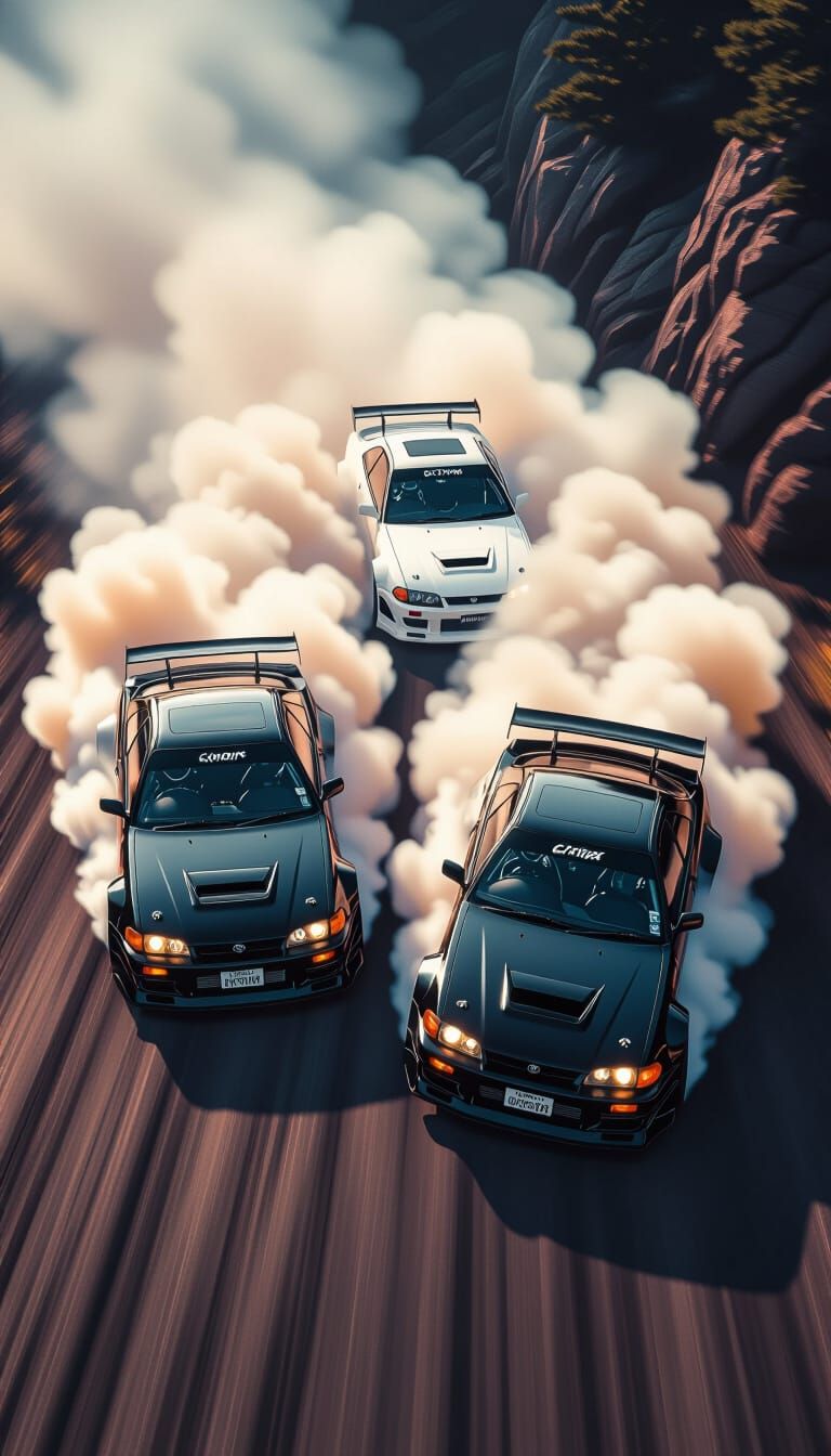 Drifting Toyota Chaser JZX100 Cars in Fiery Smoke