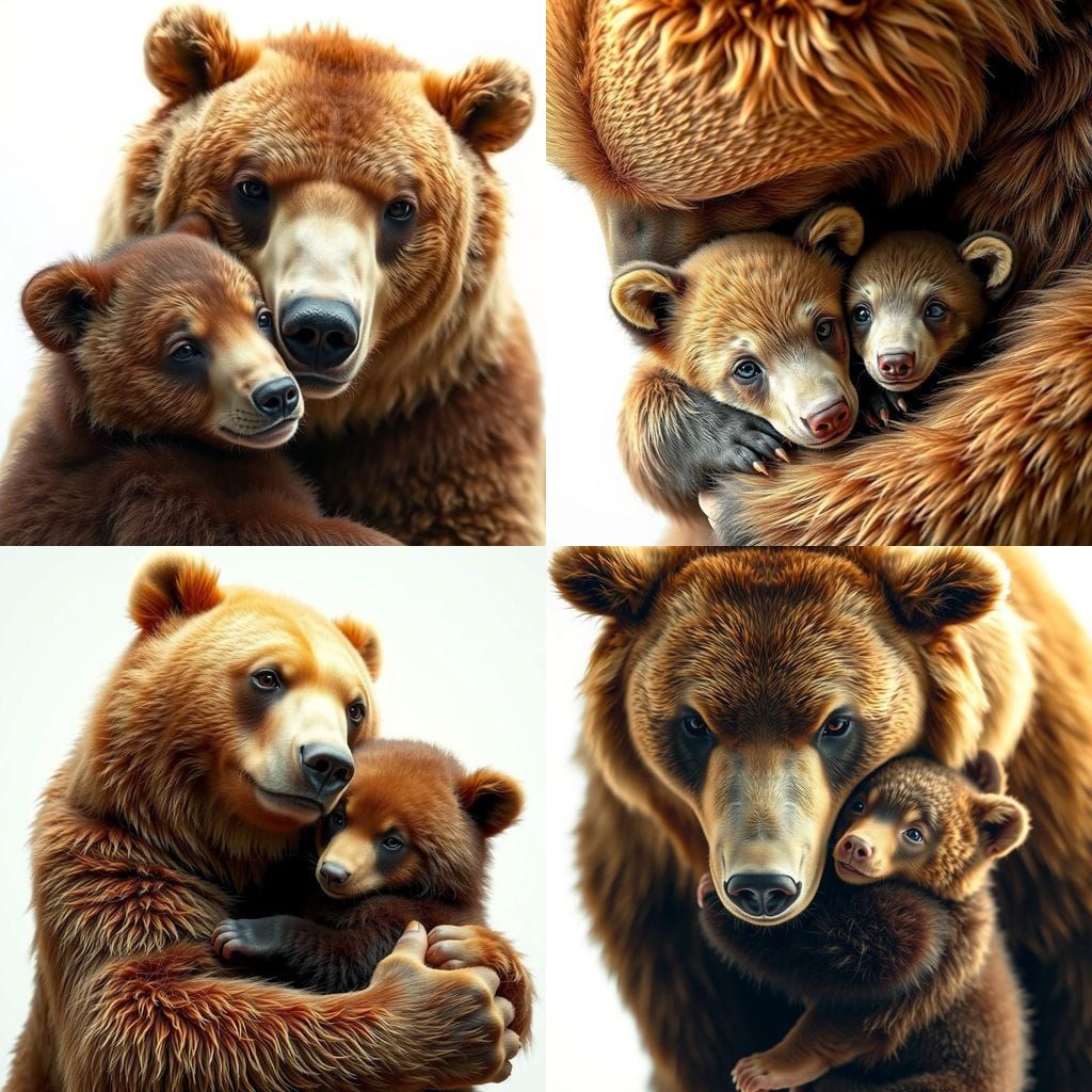 Mother Bear in Tender Moment, Beautiful Close-Up Portrait