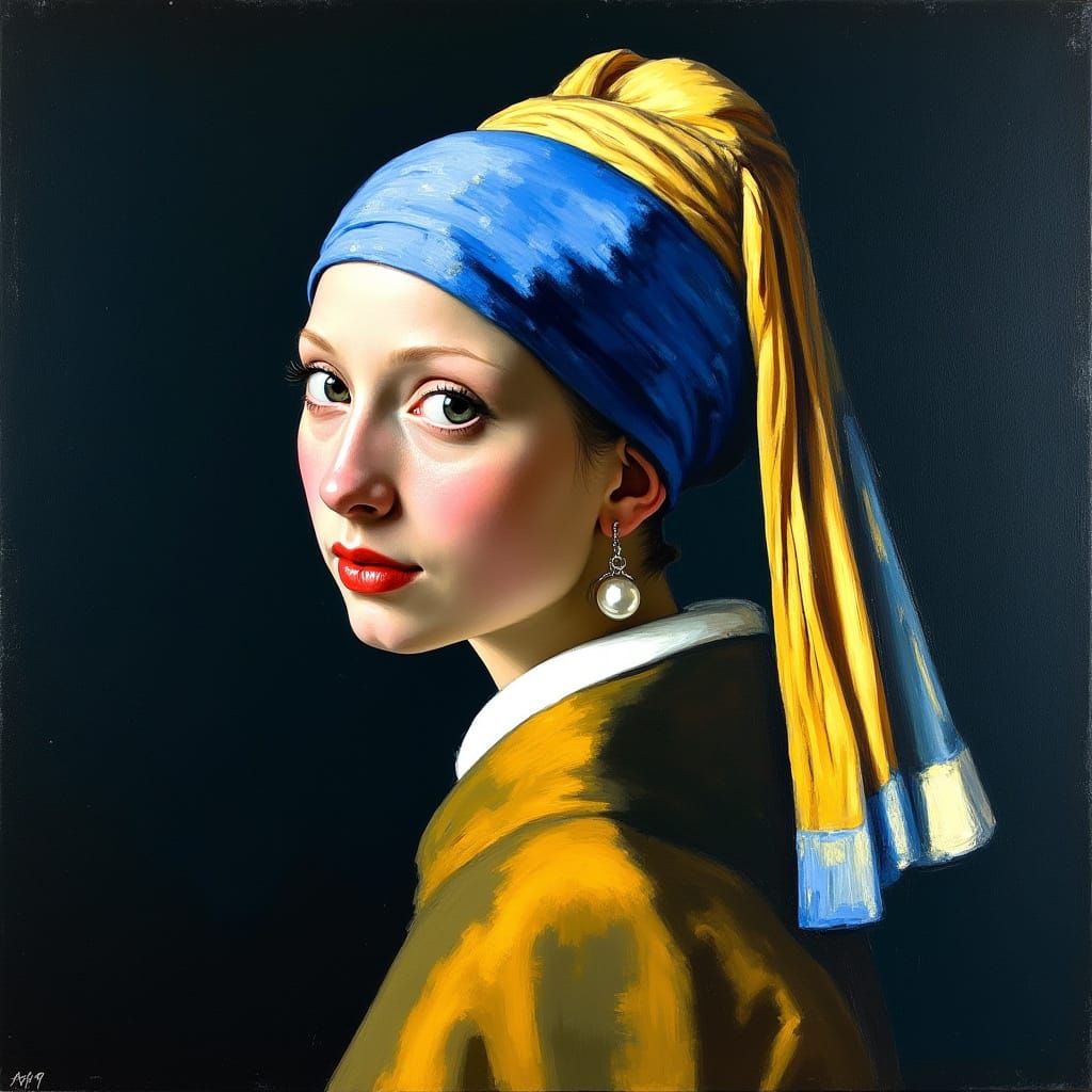 Girl with Pearl Earring in Van Gogh Style