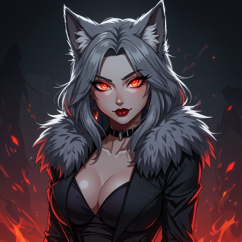 Furry Loona From Helluva Boss in Digital Illustration Style