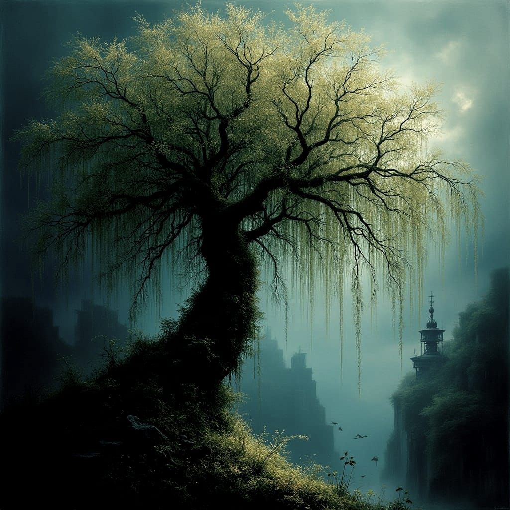 Dreamlike Weeping Willow Conceals an Enchanted City in Ether...