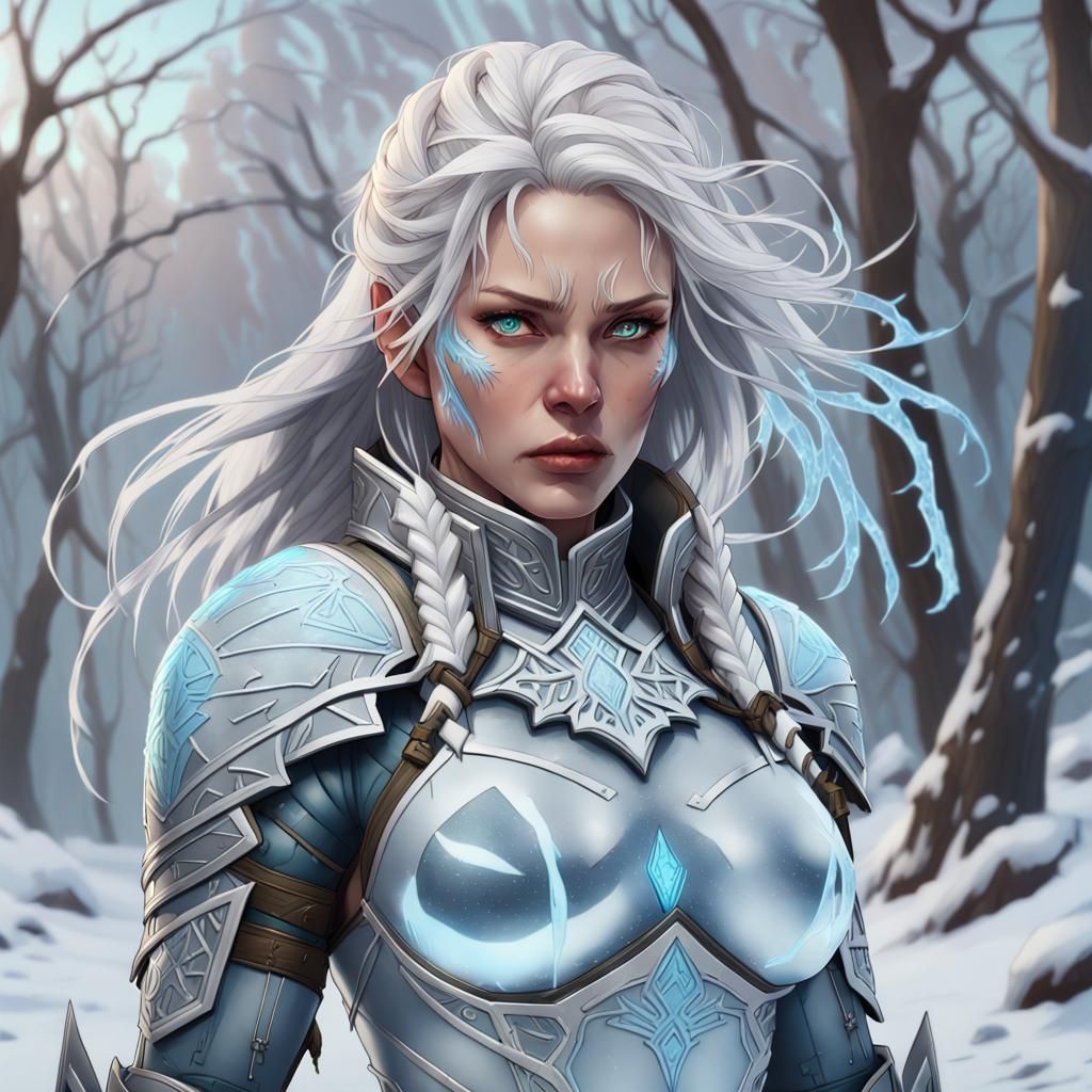 Icy Slavic Woman in Snow, Digital Art