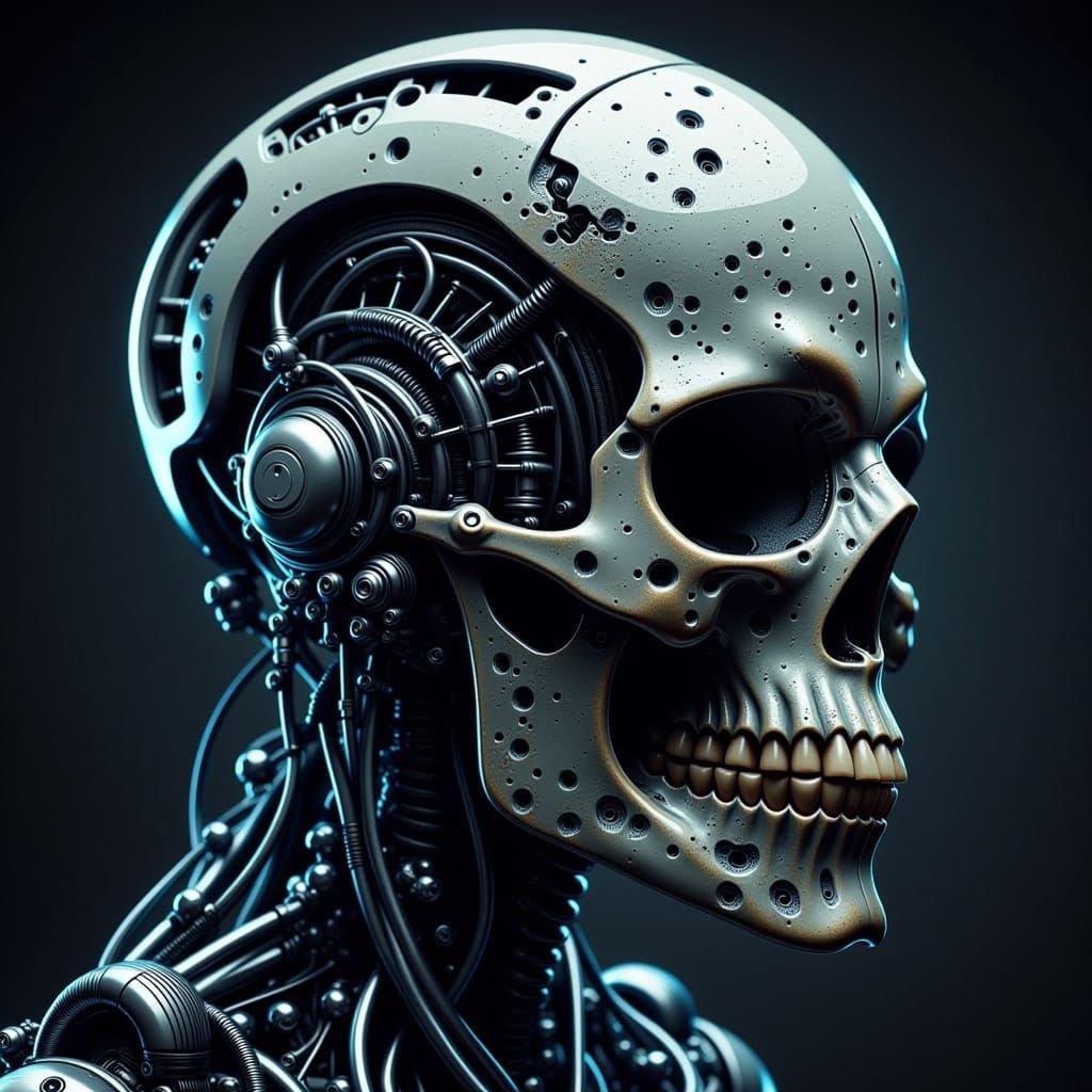 Biomechanical Servo Skull in Cyberpunk Style
