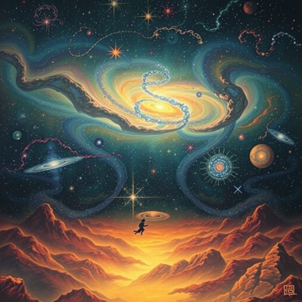 Ethereal Cosmic Vortex in Surrealist Style