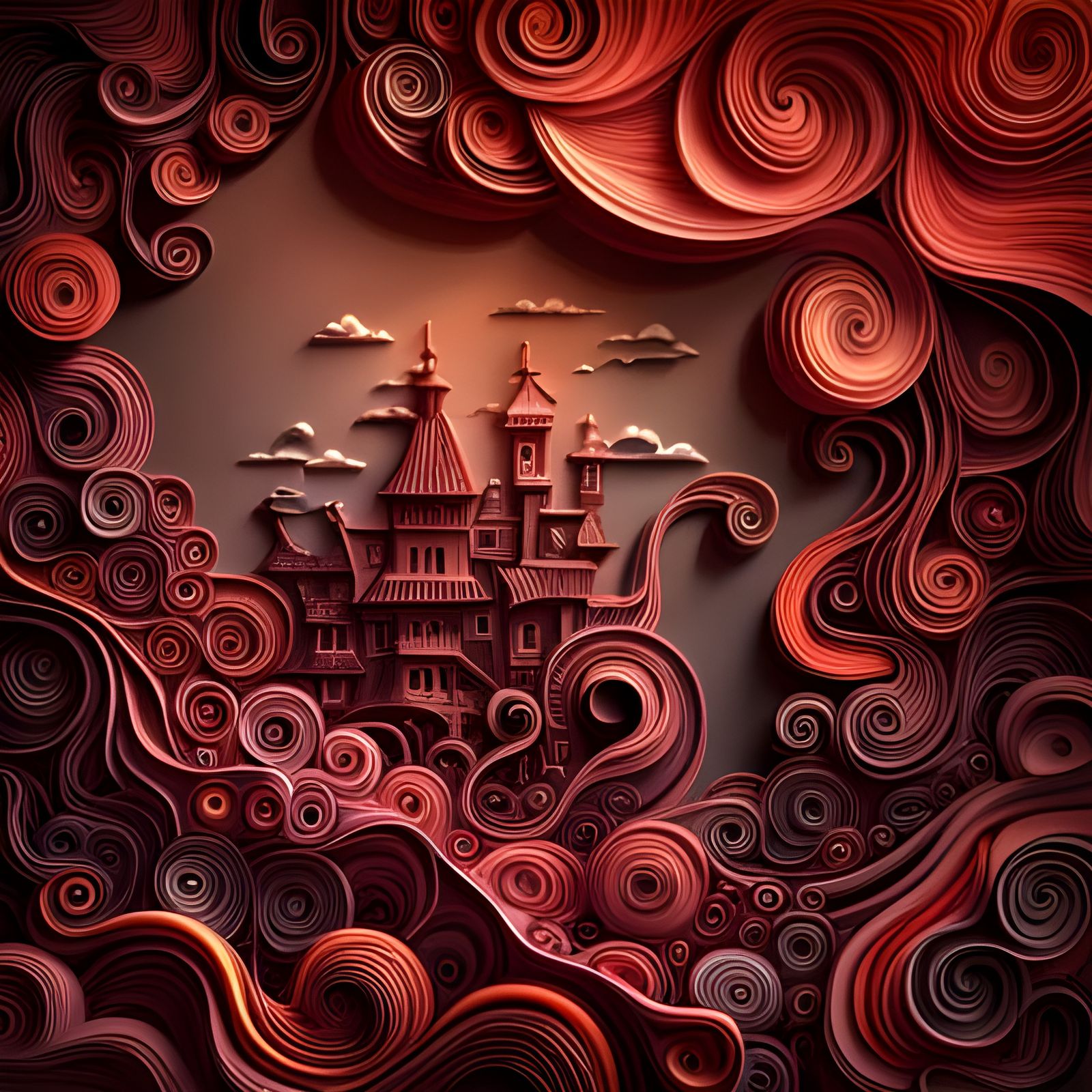 Paper Quilling: Cthulhu Attacks Tiny Village