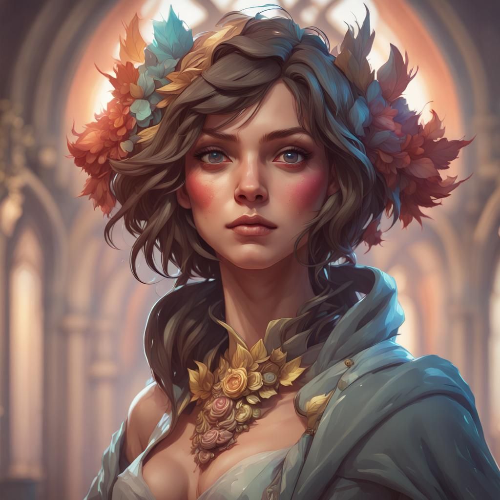 Pixie Portrait in Art Nouveau Style