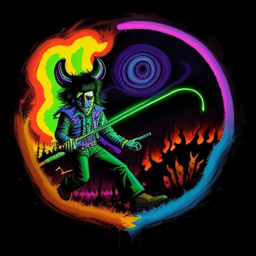 Psychedelic Forest Fire Blacklight Poster Art