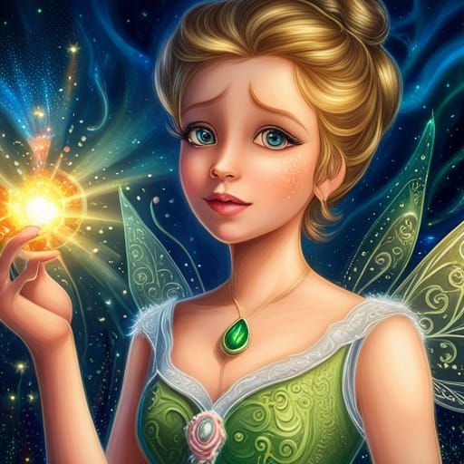 Iridescent Tinkerbell in Sparkling Lamplight