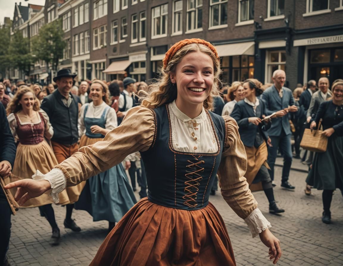 Dancing Dutch Girl in Amsterdam: Cinematic Portrait