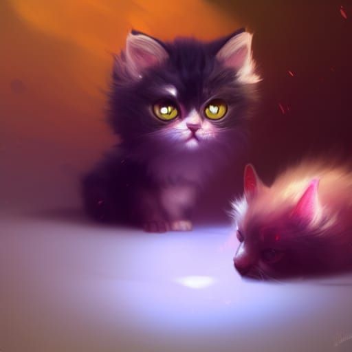 Adorable Kitten with Pink Nose, Concept Art