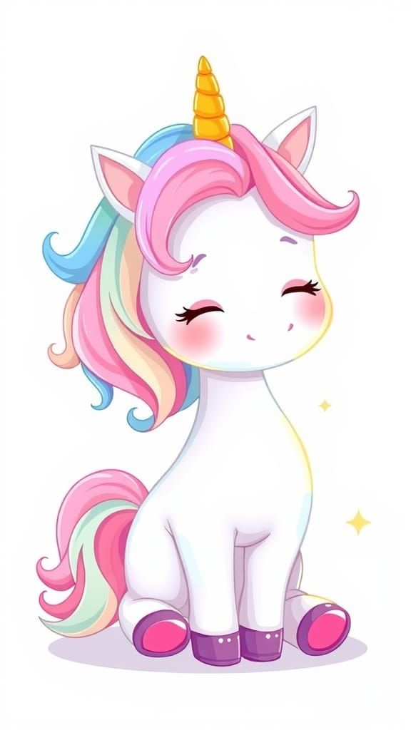 Whimsical Pastel Unicorn in Dreamy Kawaii Style