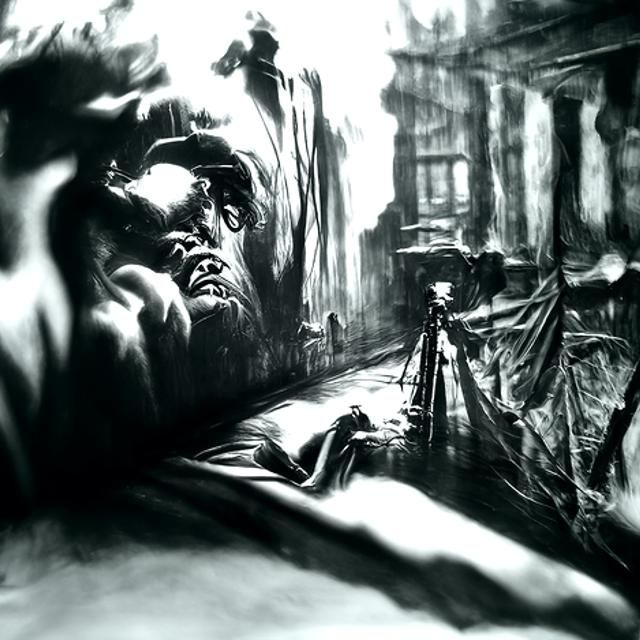 Hyperdetailed Horror Charcoal Drawing in Film Noir Style