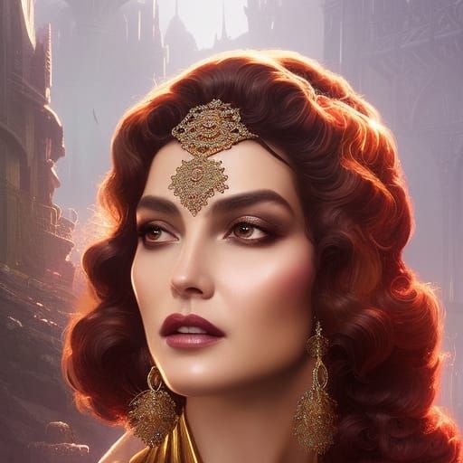 Fantasy Queen in Lace Gown, Detailed Digital Portrait