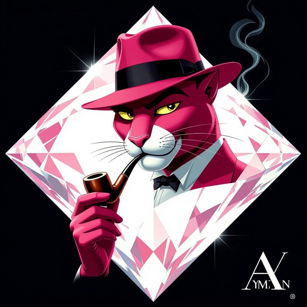 Pink Panther in Art Deco Film Noir Style