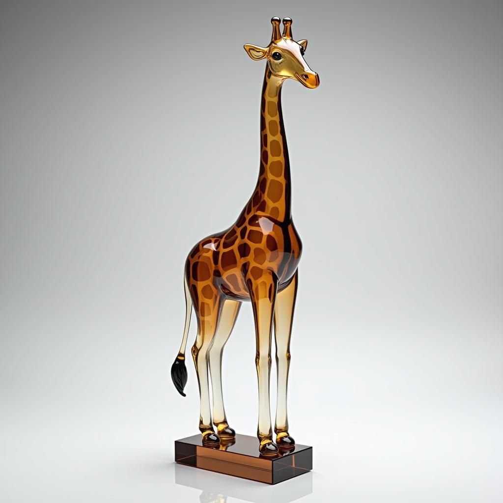 Brown Crystal Giraffe Figurine in Murano Glass