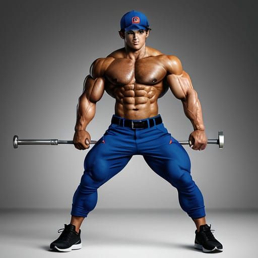 Ash Ketchum as a Muscular Bodybuilder in Tactical Gear