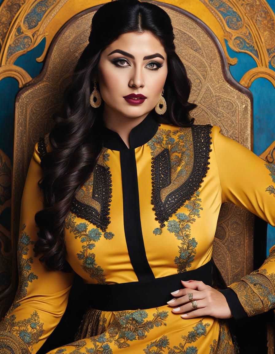 Psychedelic Pop Art Portrait of Middle Eastern Woman