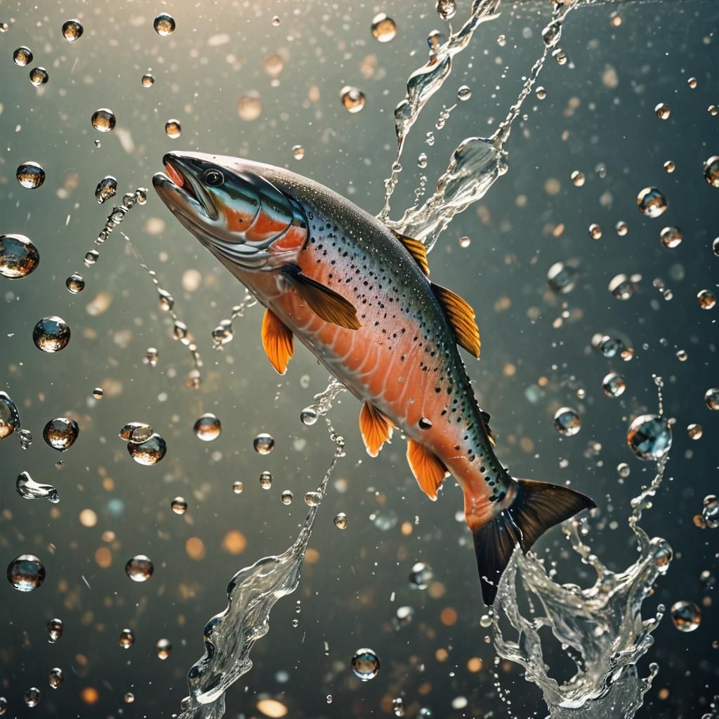 Surreal Salmon Leaping: A Macro Cinematic Still