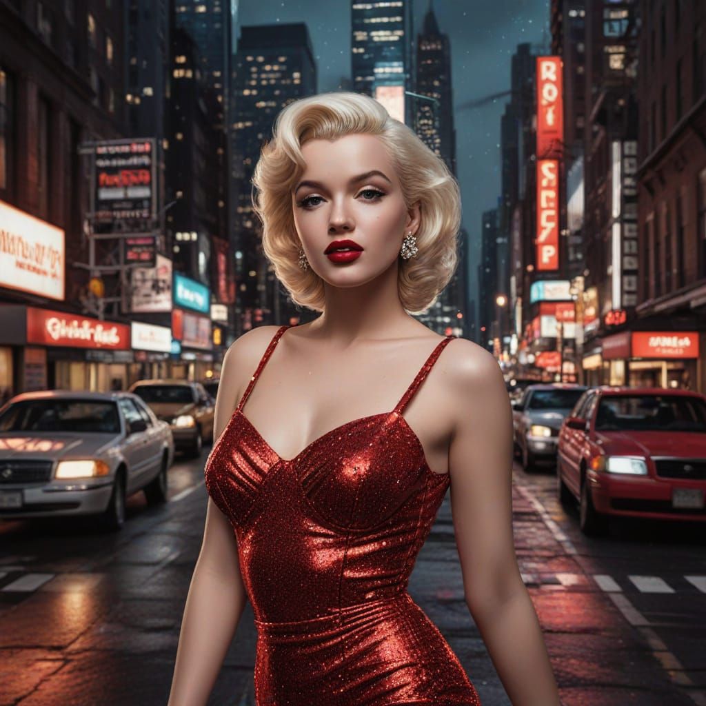 Vibrant New York City Goddess in Retro Futurism Style