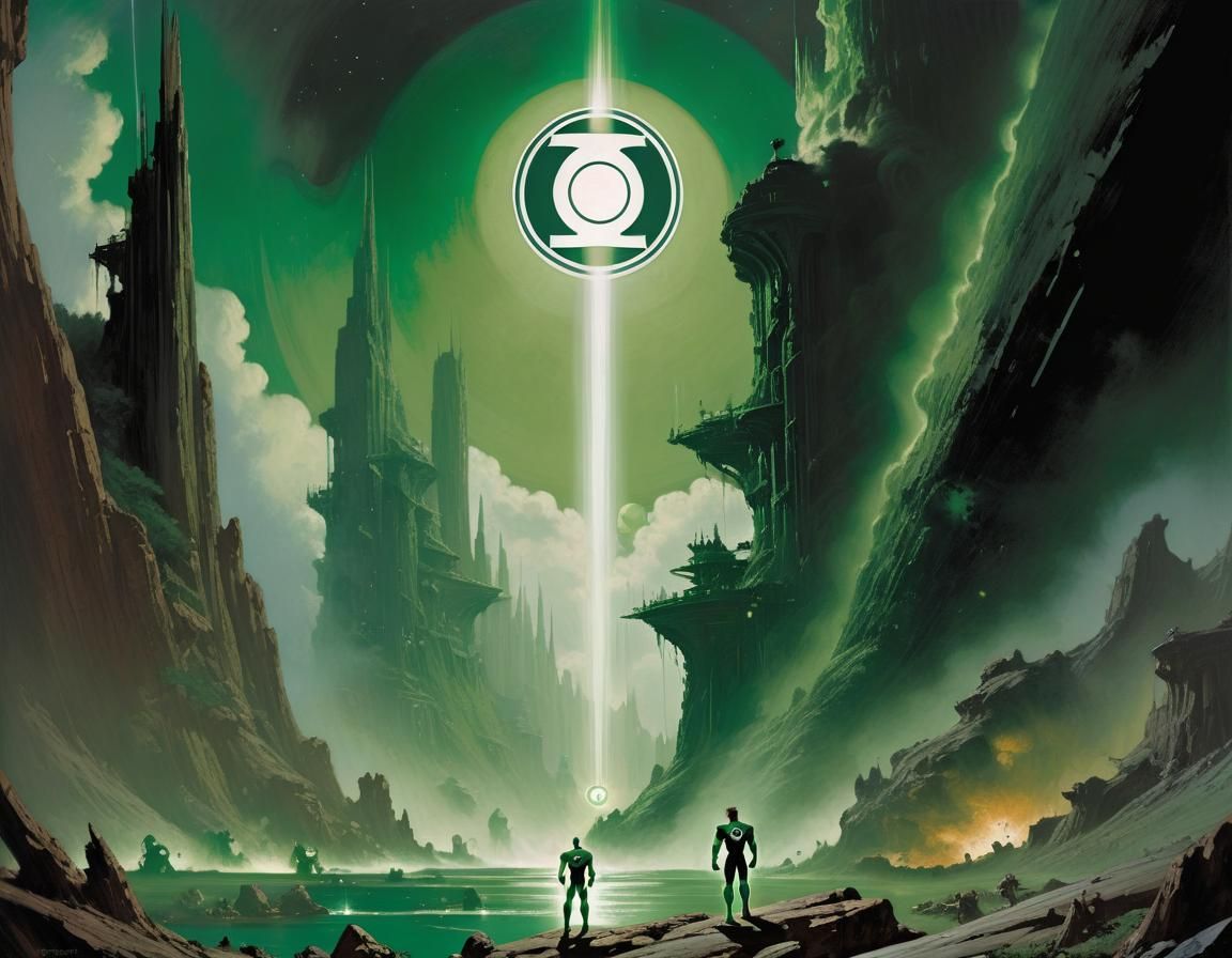 Green Lantern in Epic Fantasy Art Style