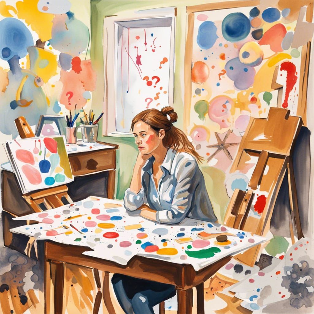Artist's Creative Slump: Impressionist Gouache Style