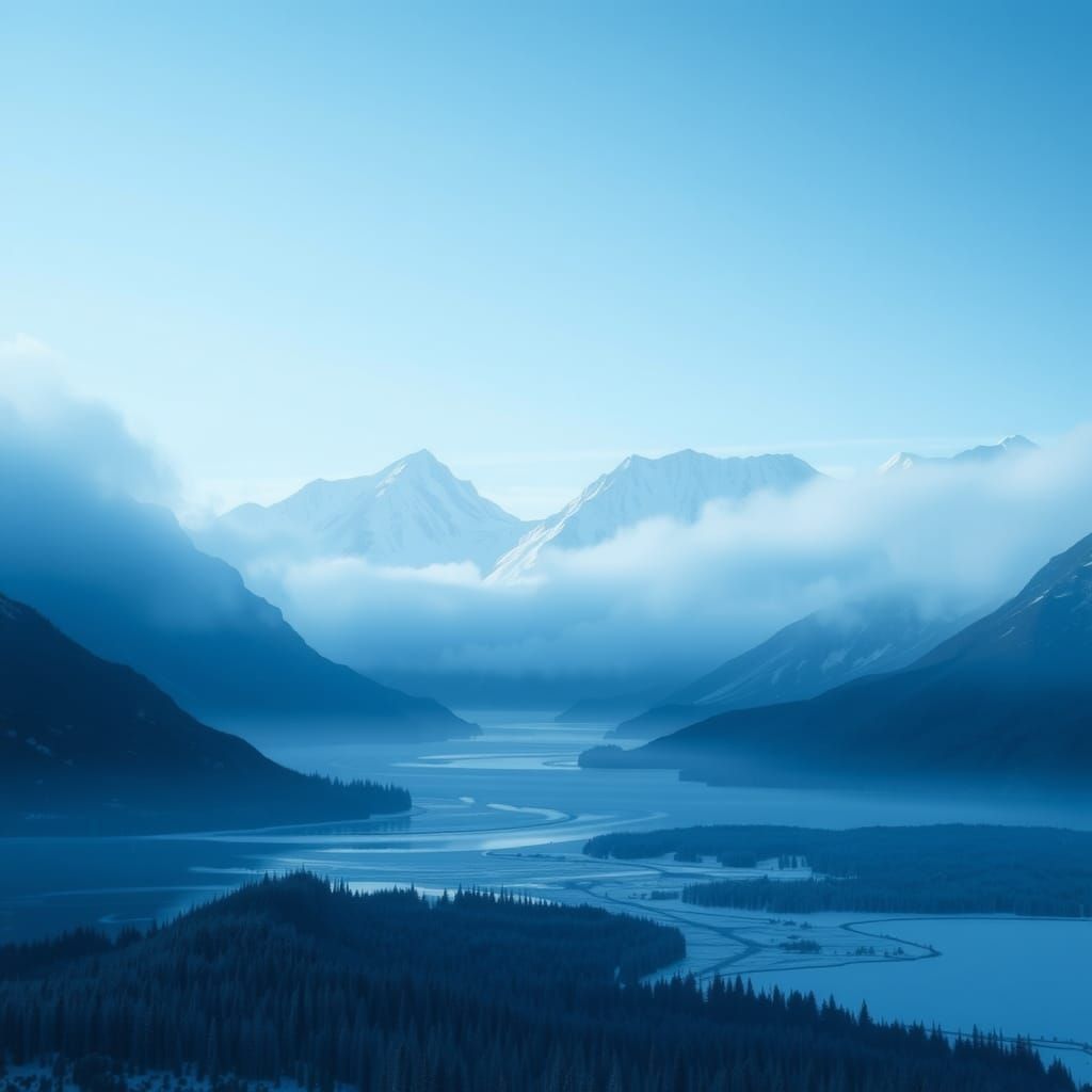 Blue Mountains of Nunavut, Canada: Digital Art