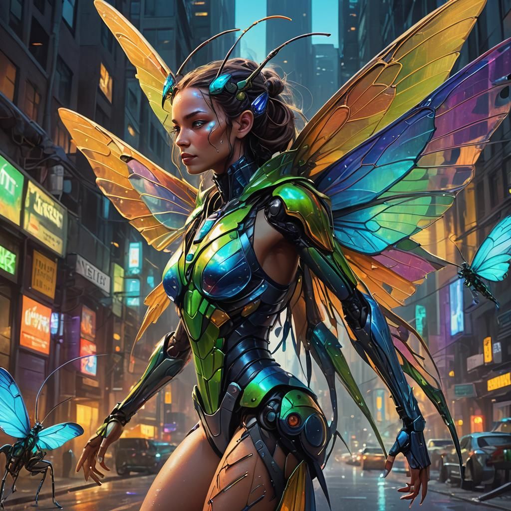 Insect Girl Transformation: Sci-Fi Fantasy Art
