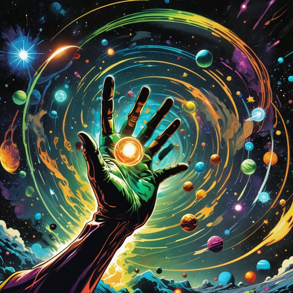 Sersi Manipulating Atoms in Space, Comic Book Art