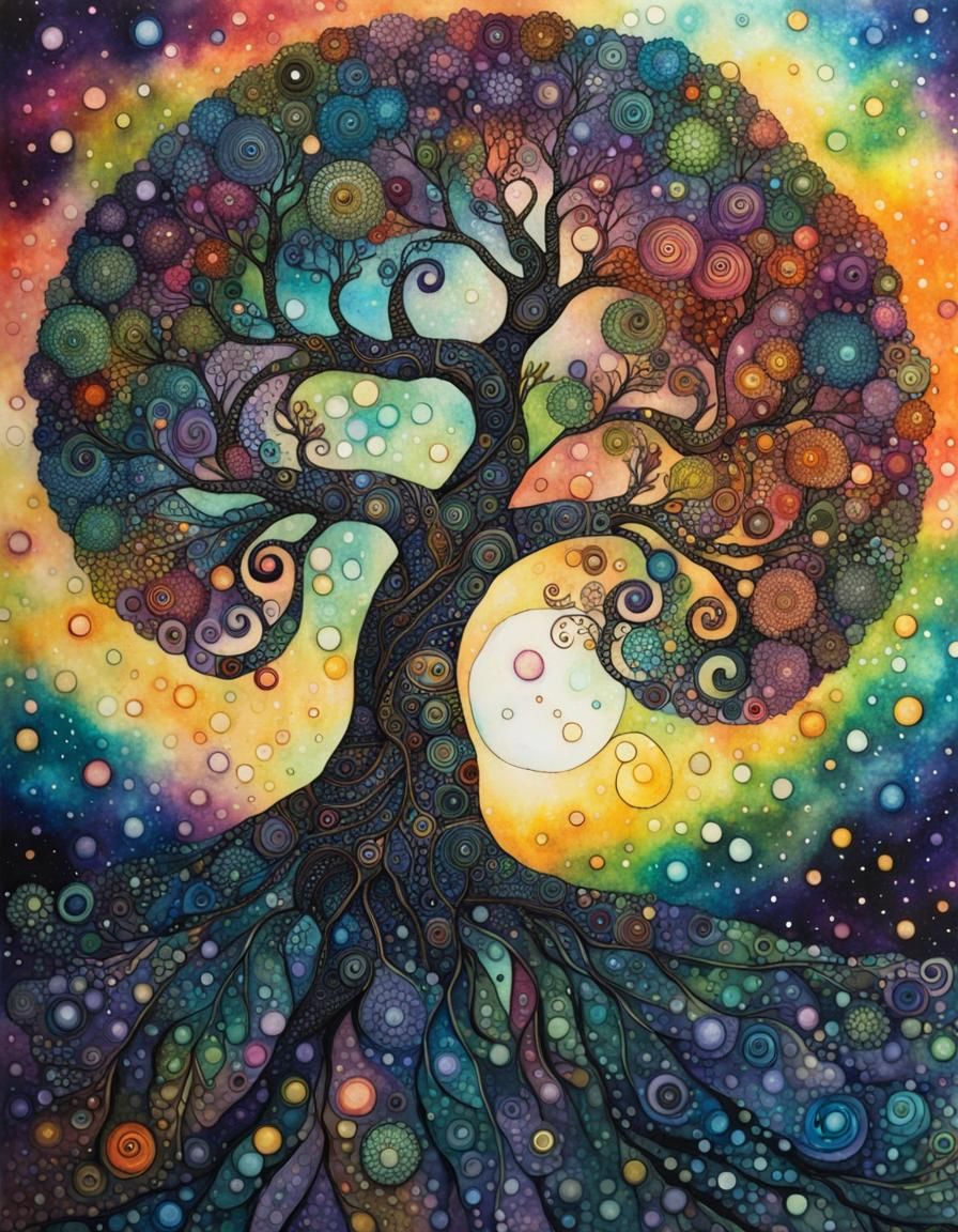 Cosmic Tree of Life in Zentangle Style