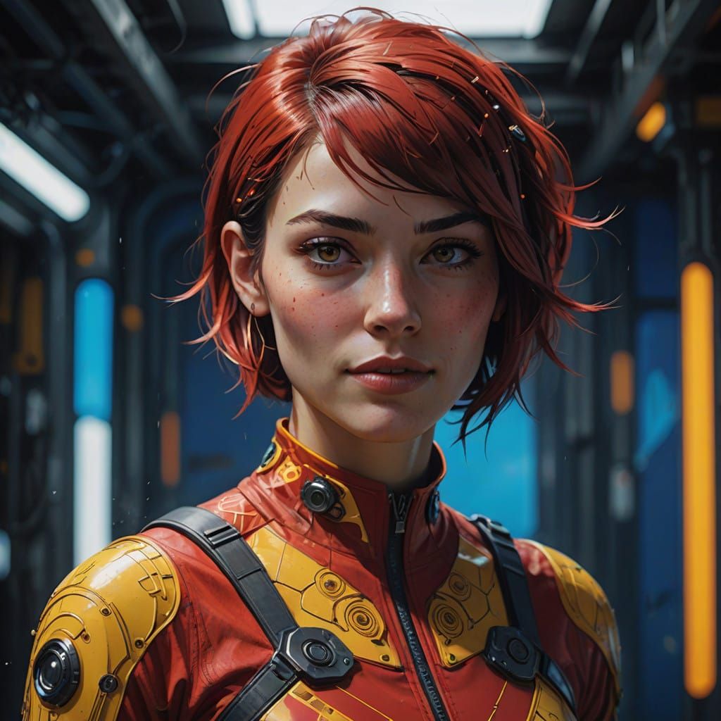 Bright-Eyed Fashionista in Retro Fitness Attire