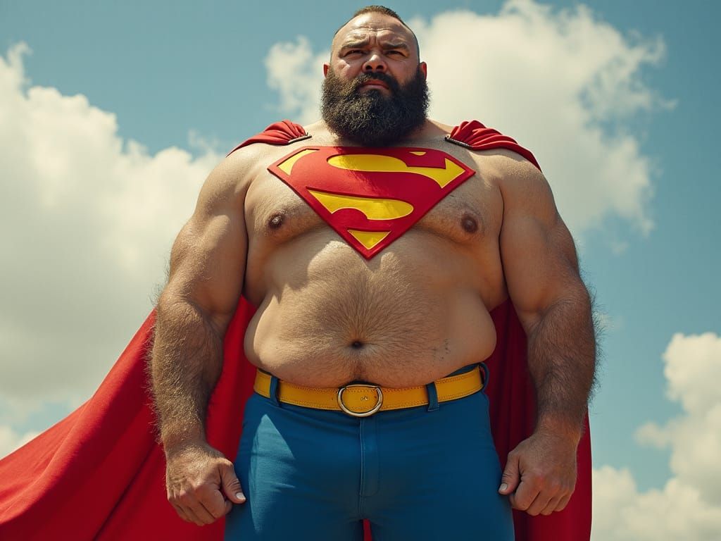 Hyper-Realistic Superman Insignia on Muscular Man