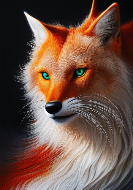 Oil Spill Fox Portrait in Abstract Expressionism Style