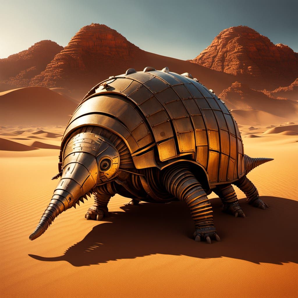 Mechanical Armadillo in Steampunk Science Fiction