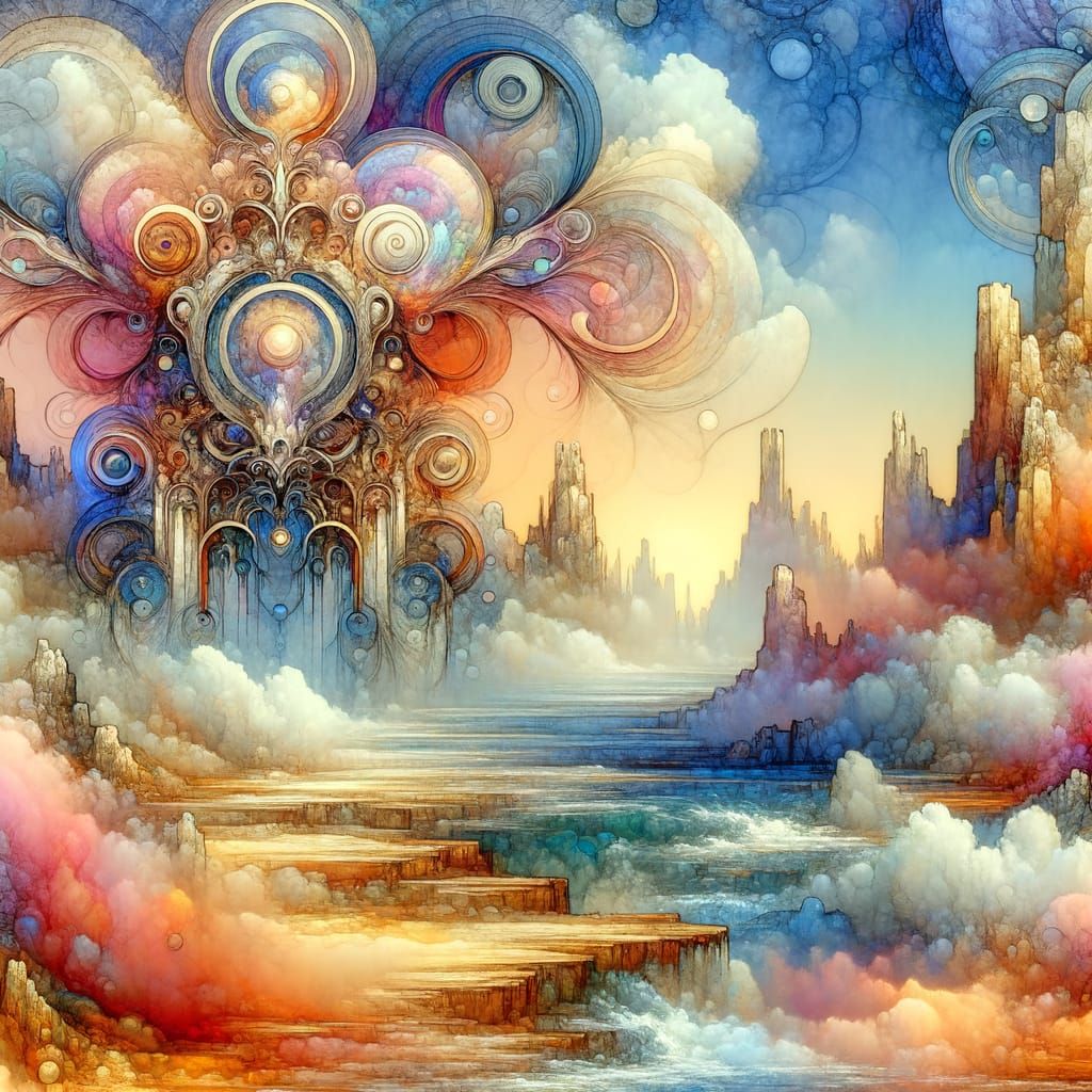 Fantasy Matte Painting in Watercolor Style