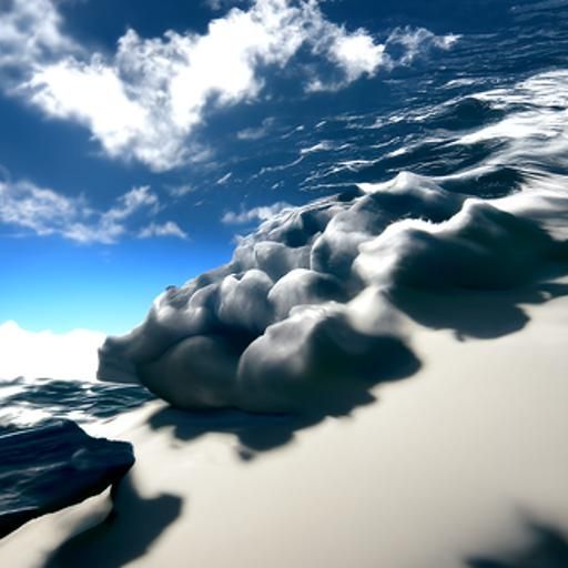 Dramatic Clouds Over Ocean in 3D Rendering