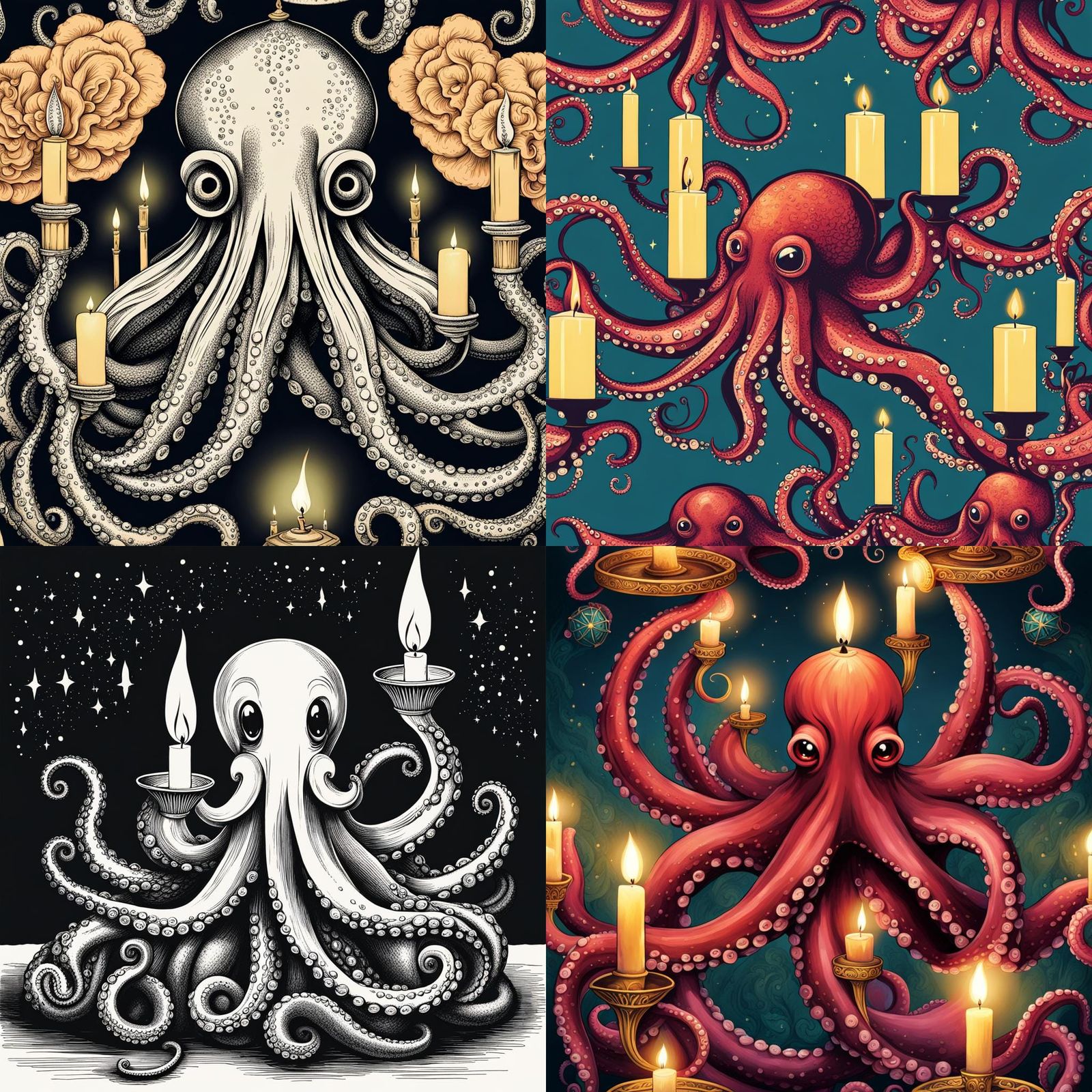Octopus Illuminating with Candles